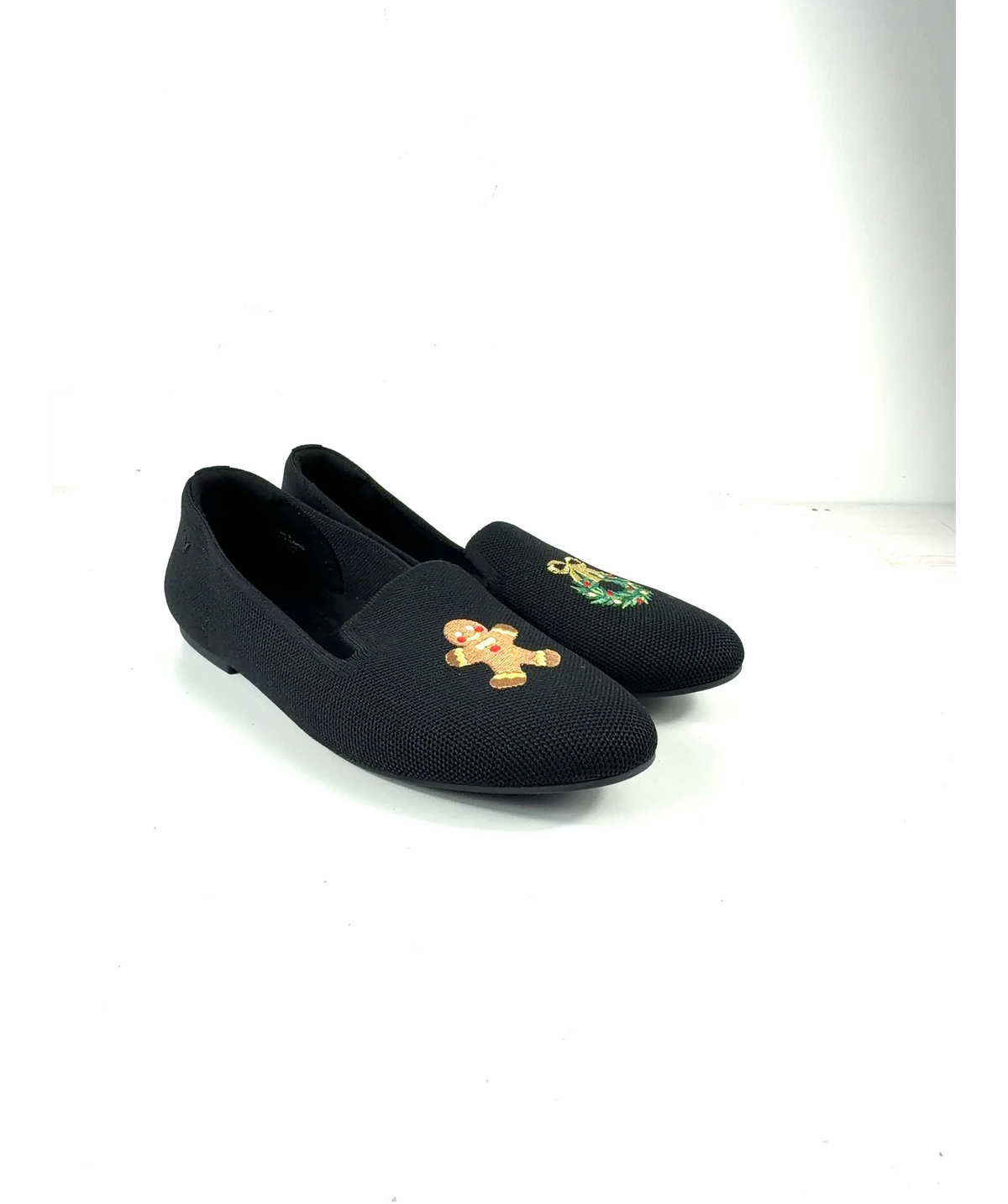 vivaia Black Round-Toe Embroidered Loafers (Audrey), size UK 8 EU 41 👠 — additional view