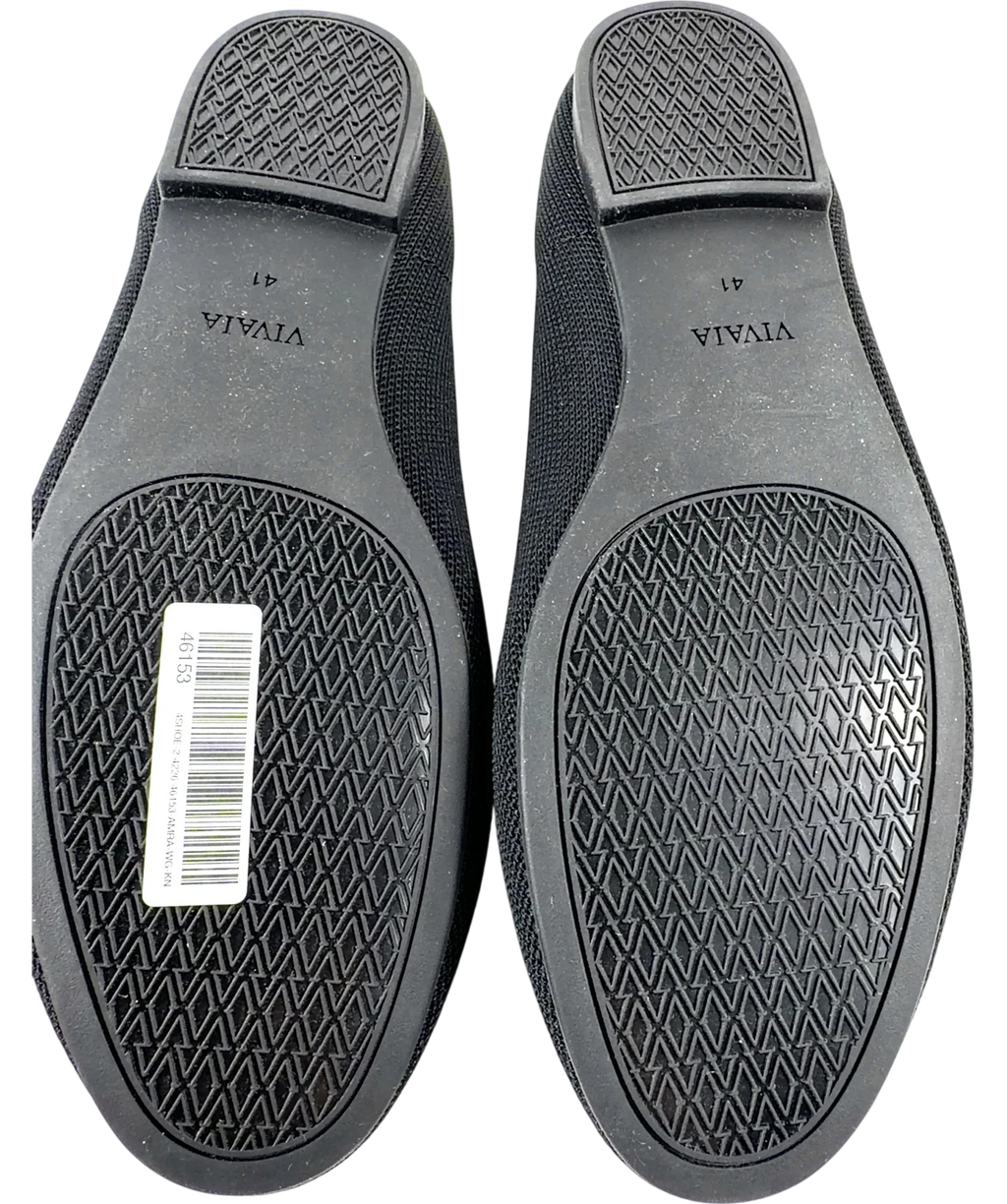 vivaia Black Round-Toe Embroidered Loafers (Audrey), size UK 8 EU 41 👠 — view 8