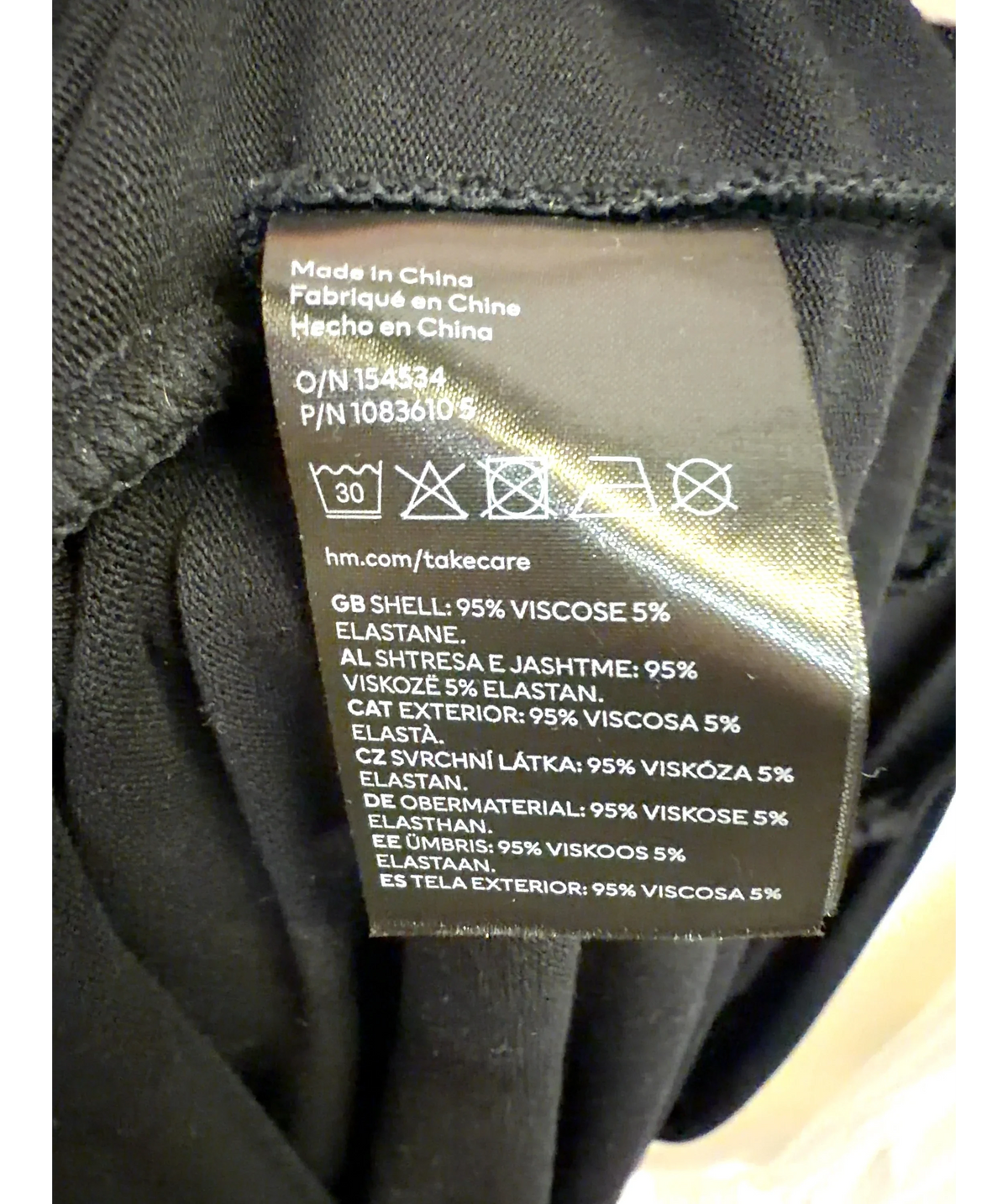 H&M MAMA Black Colour, size UK S — label