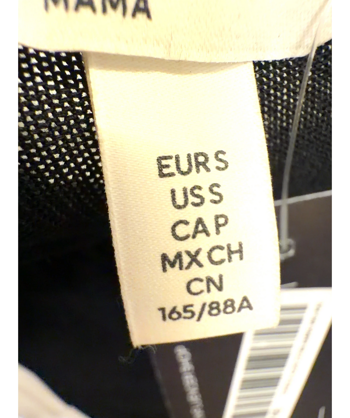 H&M MAMA Black Colour, size UK S — care label