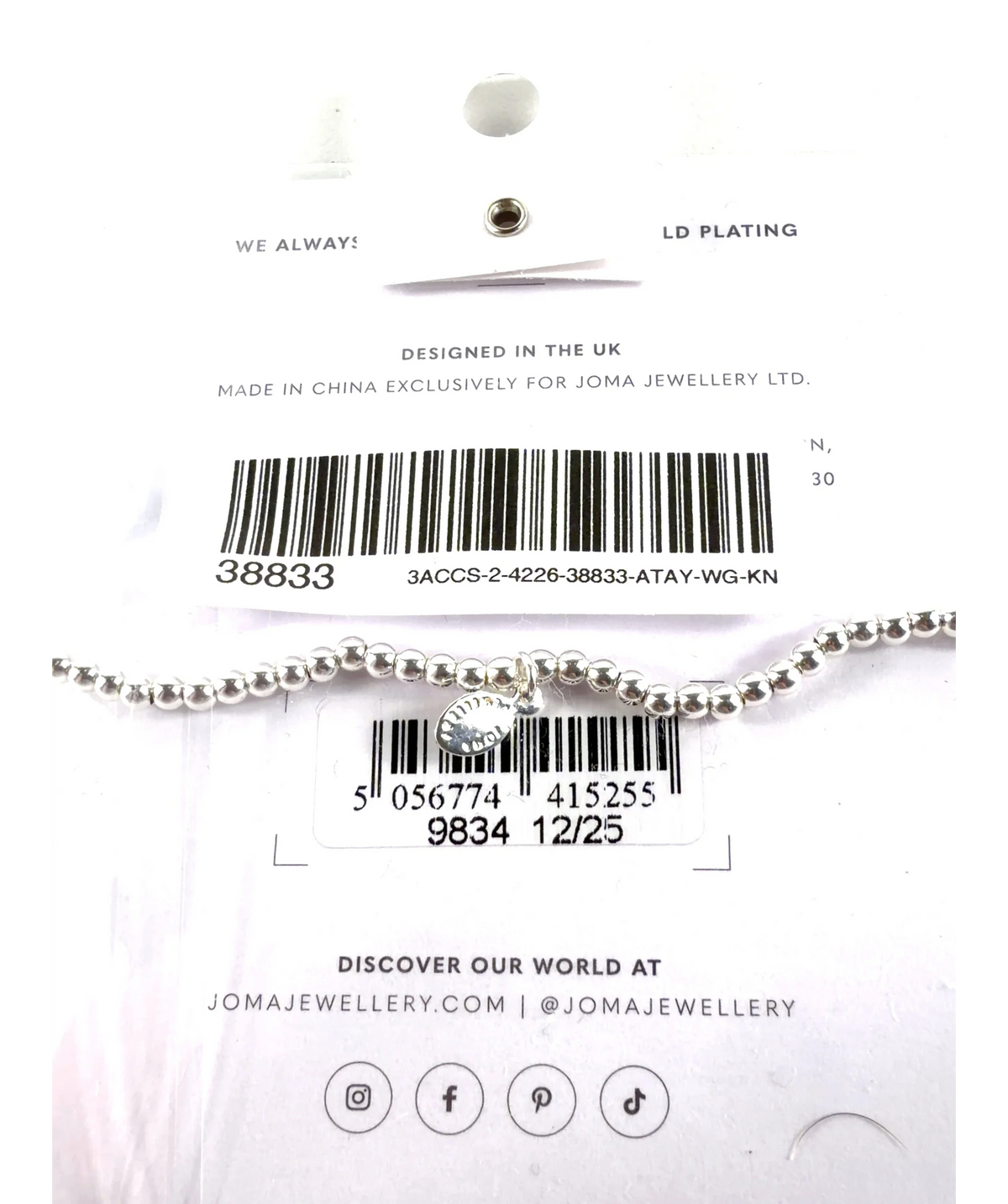 Joma Jewellery silver Colour — care label