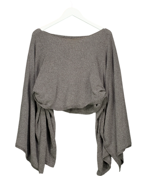 Topshop Grey Off-The-Shoulder Crop Top UK XS