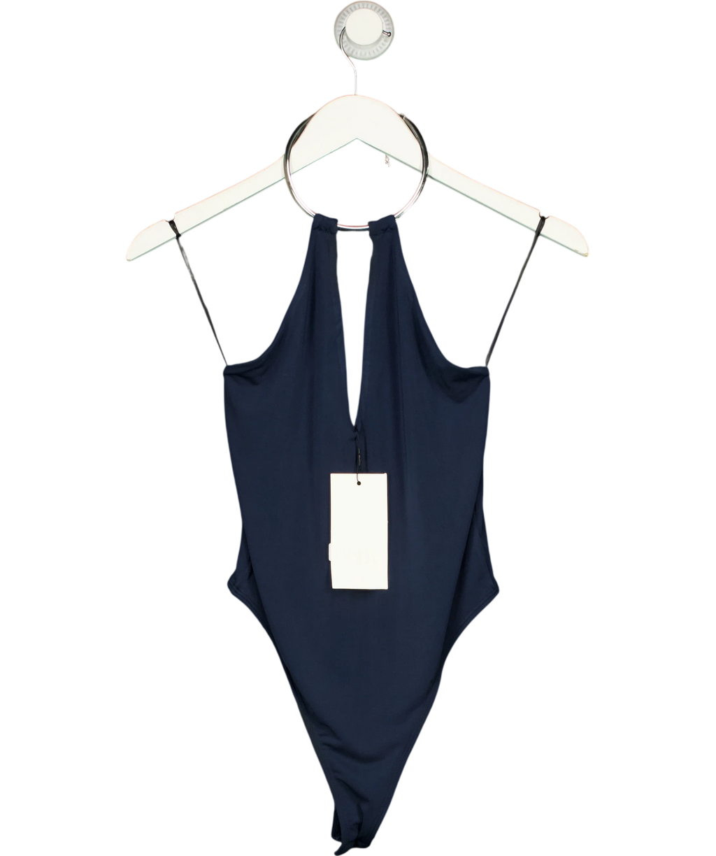 ZARA navy Choker Halter Bodysuit, size UK S — front