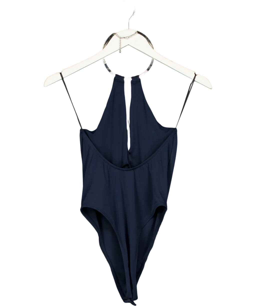 ZARA navy Choker Halter Bodysuit, size UK S — back