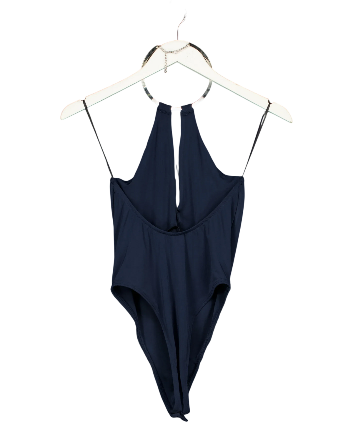 ZARA navy Choker Halter Bodysuit, size UK S — back