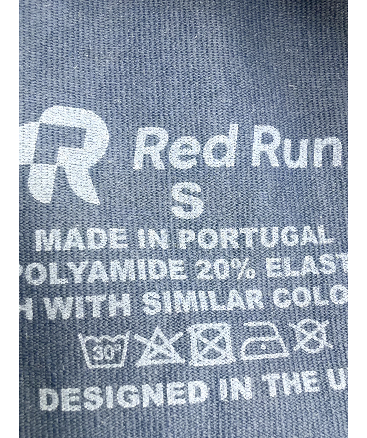 red run navy Colour, size UK S — care label