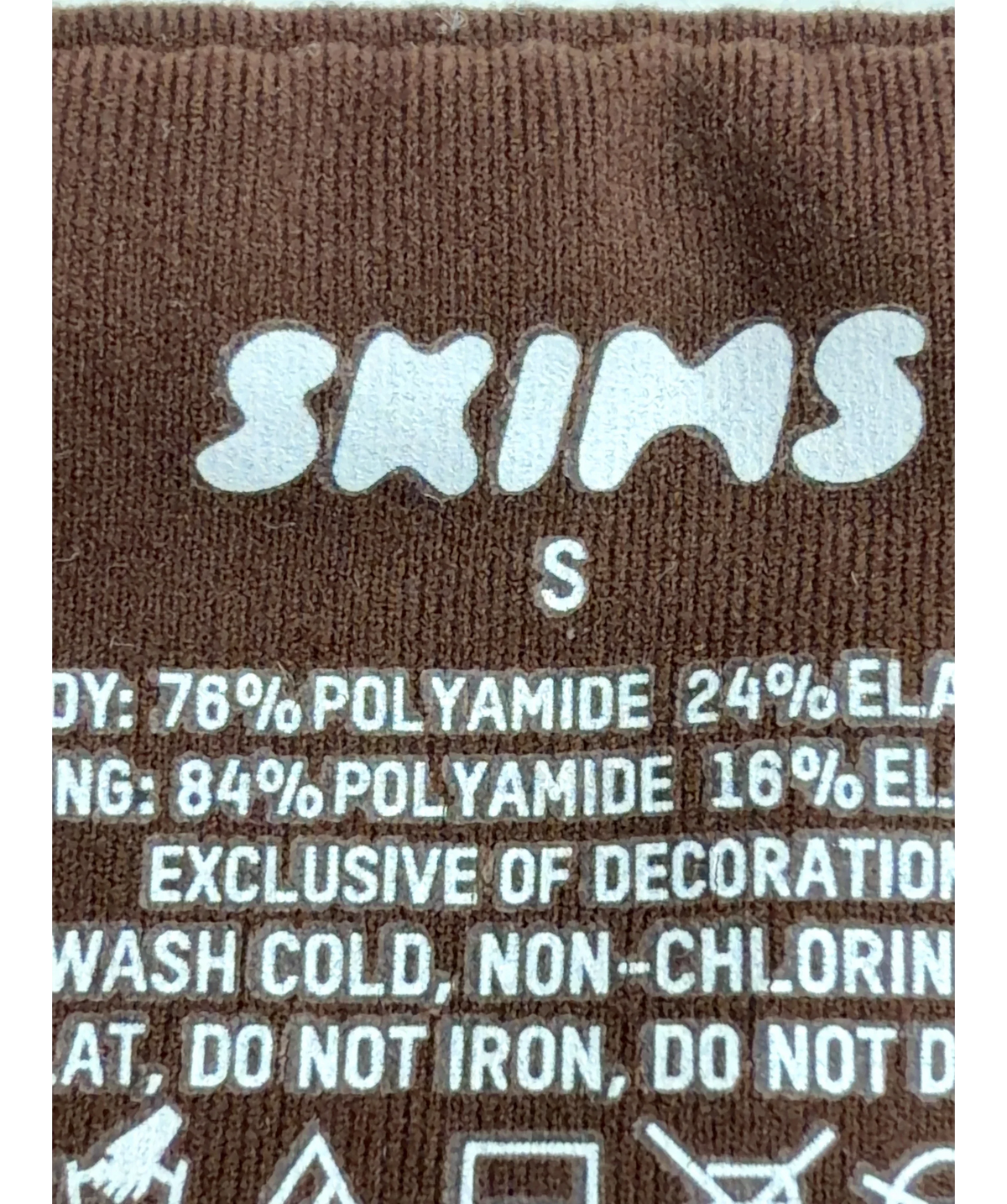 SKIMS Brown Fits Everybody Bandeau, size UK S — care label
