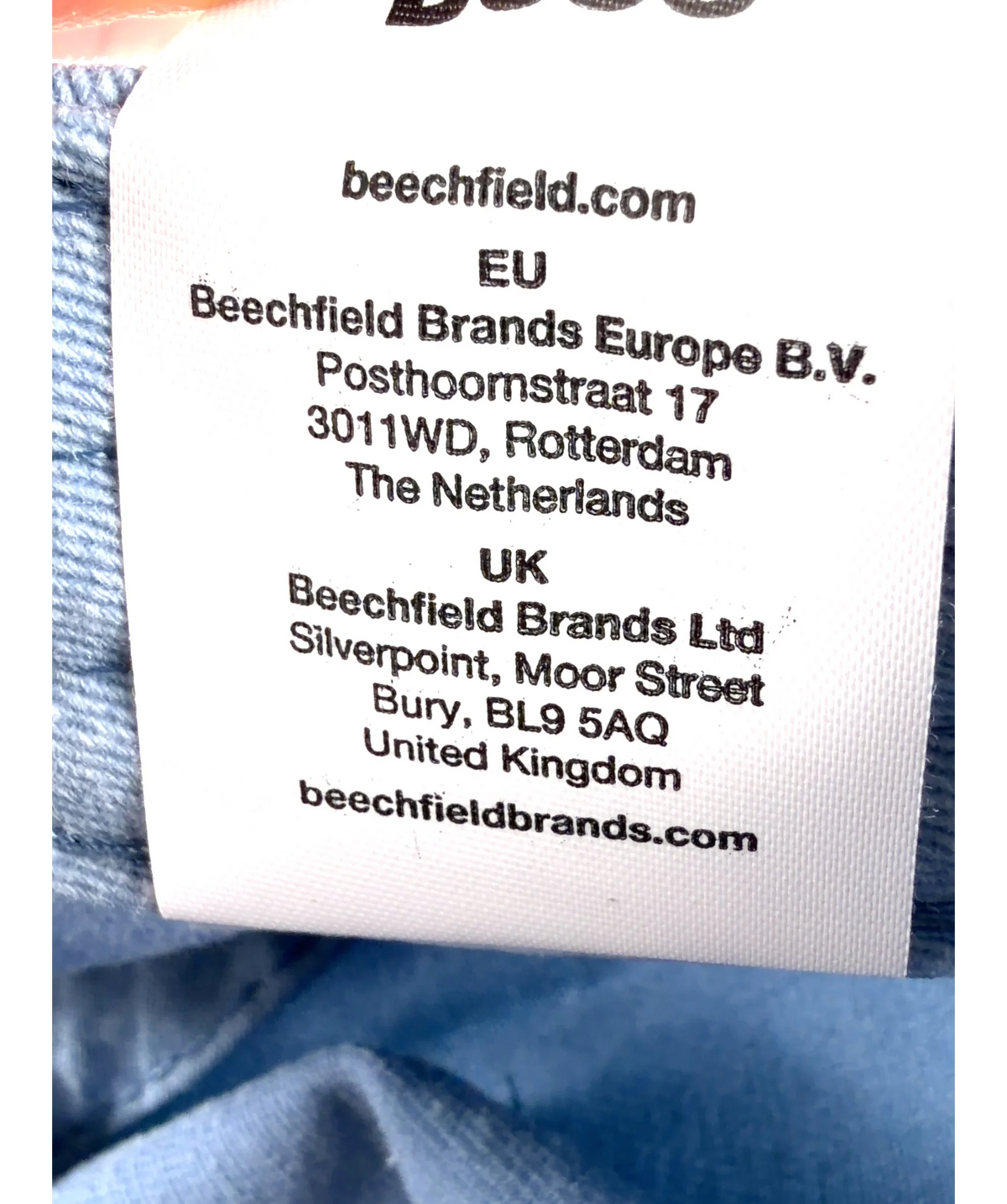 Beechfield Blue Colour — label