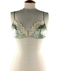 ZARA Green Silk and Lace Triangle Bra, size UK S — front