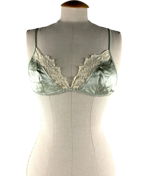 Zara Silk and Lace Triangle Bra Green UK S