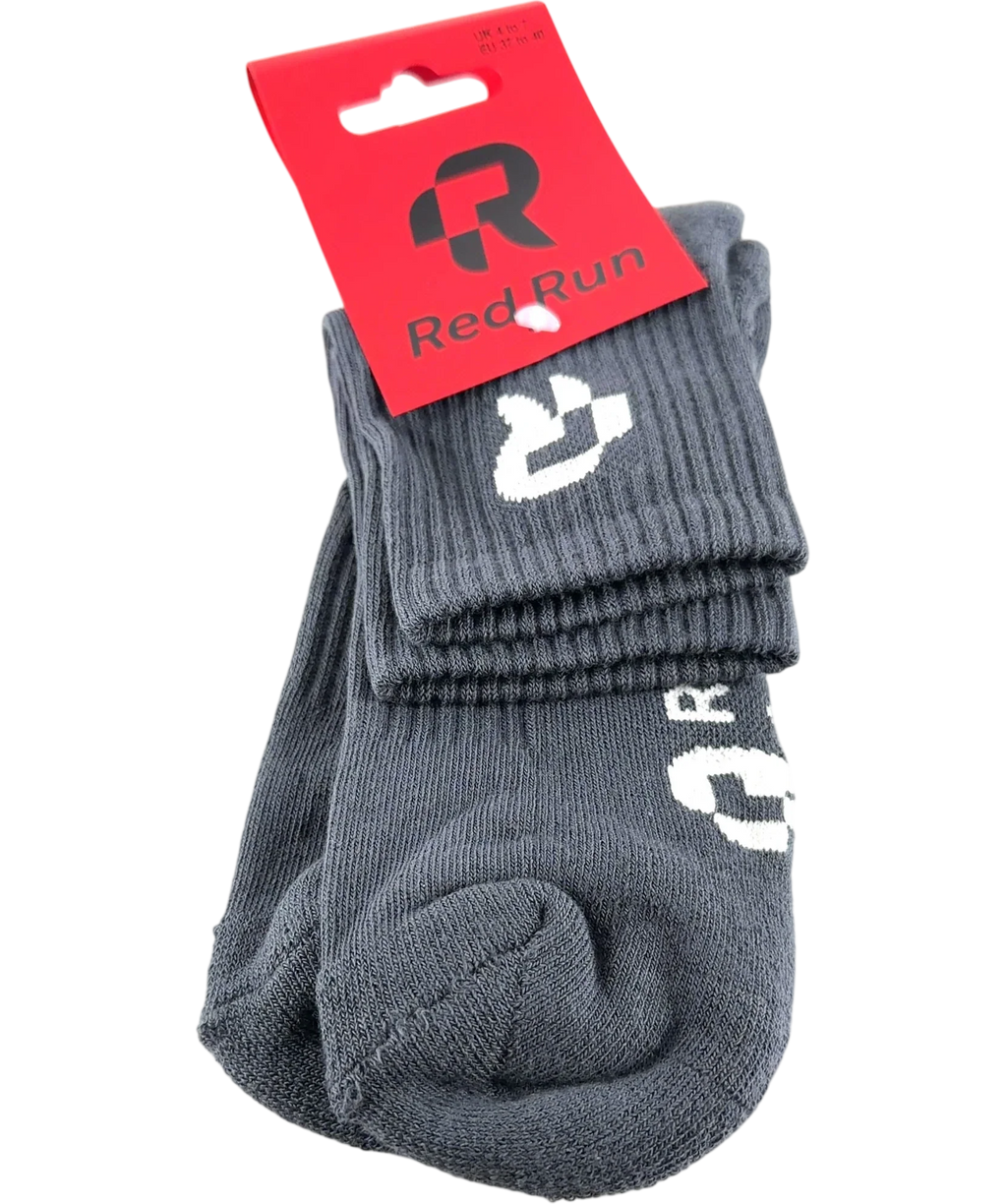 red run slate grey Active Ankle Sports Socks, size UK 6 — front