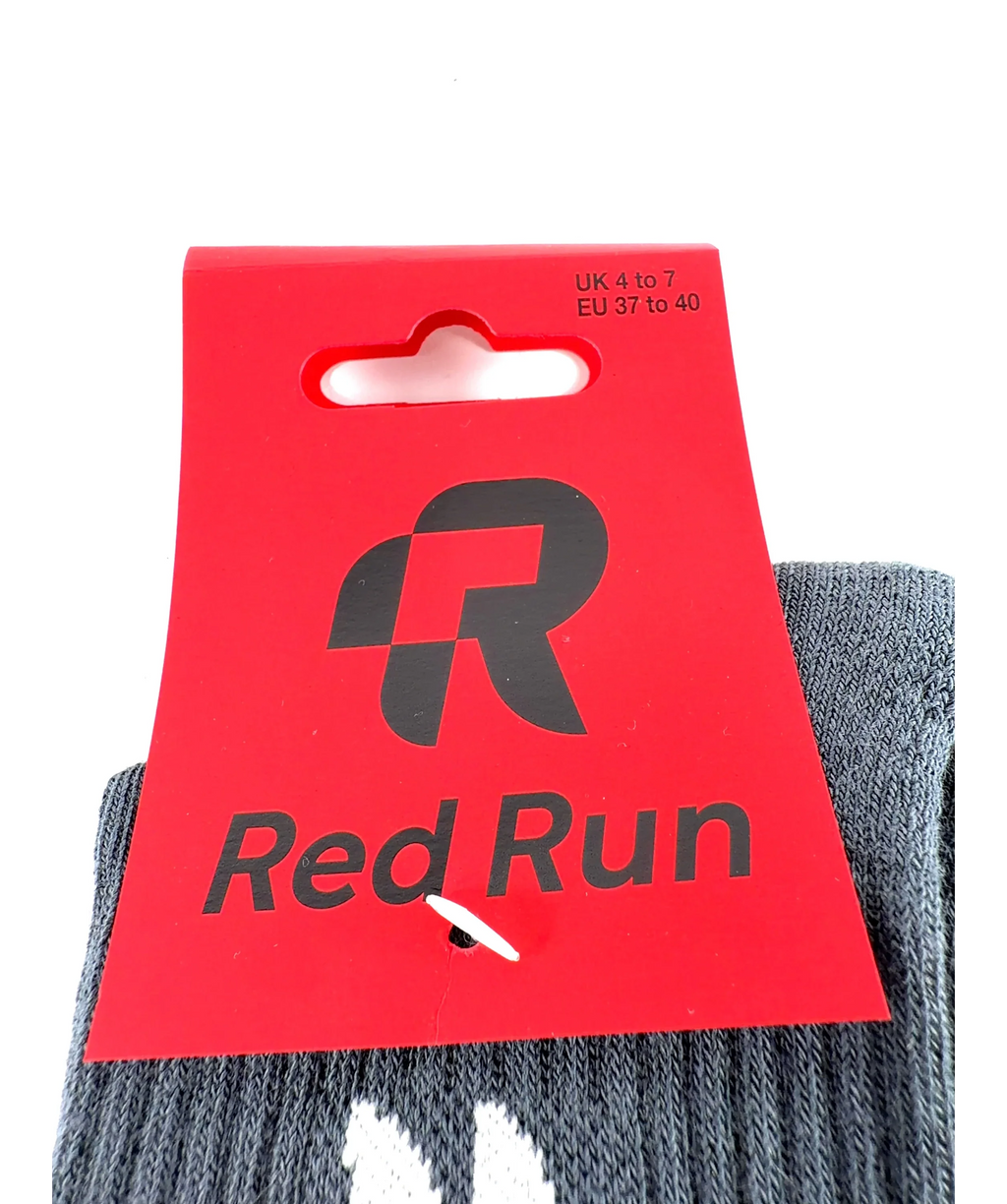 red run slate grey Active Ankle Sports Socks, size UK 6 — detail