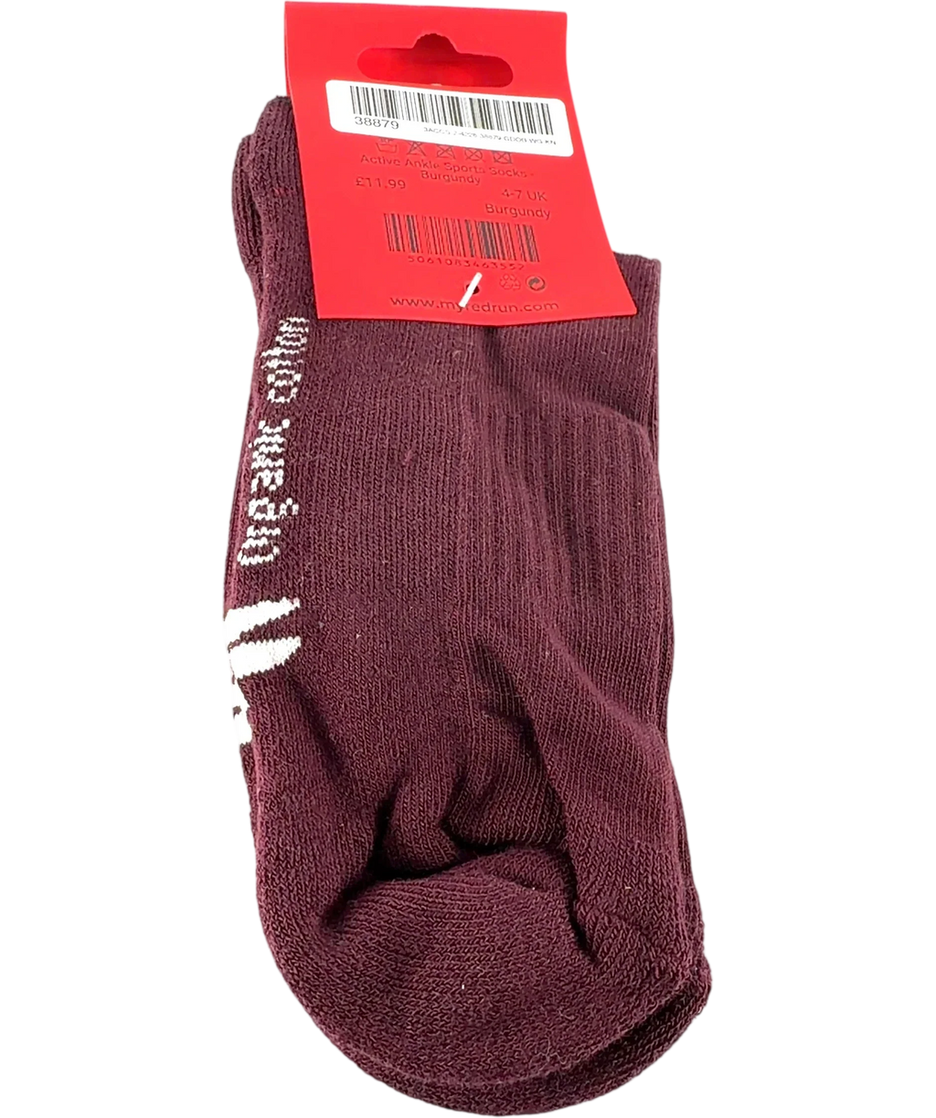 red run burgundy Active Ankle Sports Socks - Burgundy, size UK 6 EU 39 👠 — back
