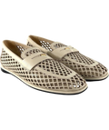 TOMMY HILFIGER Beige Cutout Leather Penny Loafers, size UK 5 EU 38 👠 — front