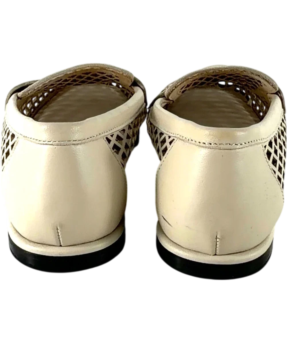 TOMMY HILFIGER Beige Cutout Leather Penny Loafers, size UK 5 EU 38 👠 — back