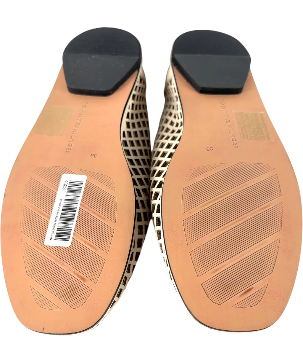 TOMMY HILFIGER Beige Cutout Leather Penny Loafers, size UK 5 EU 38 👠 — view 8