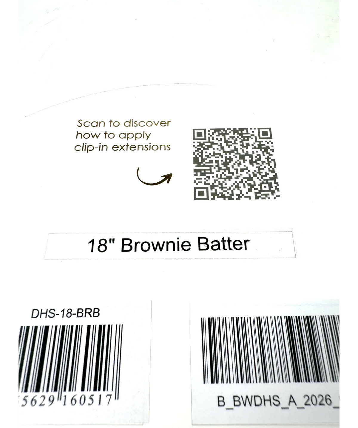 Beauty Works Brownie Batter 18" Brownie Batter, size 1 — care label