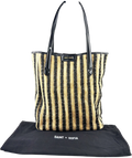 Saint + Sofia Black Stella Raffia Straw Shopper Bag — front