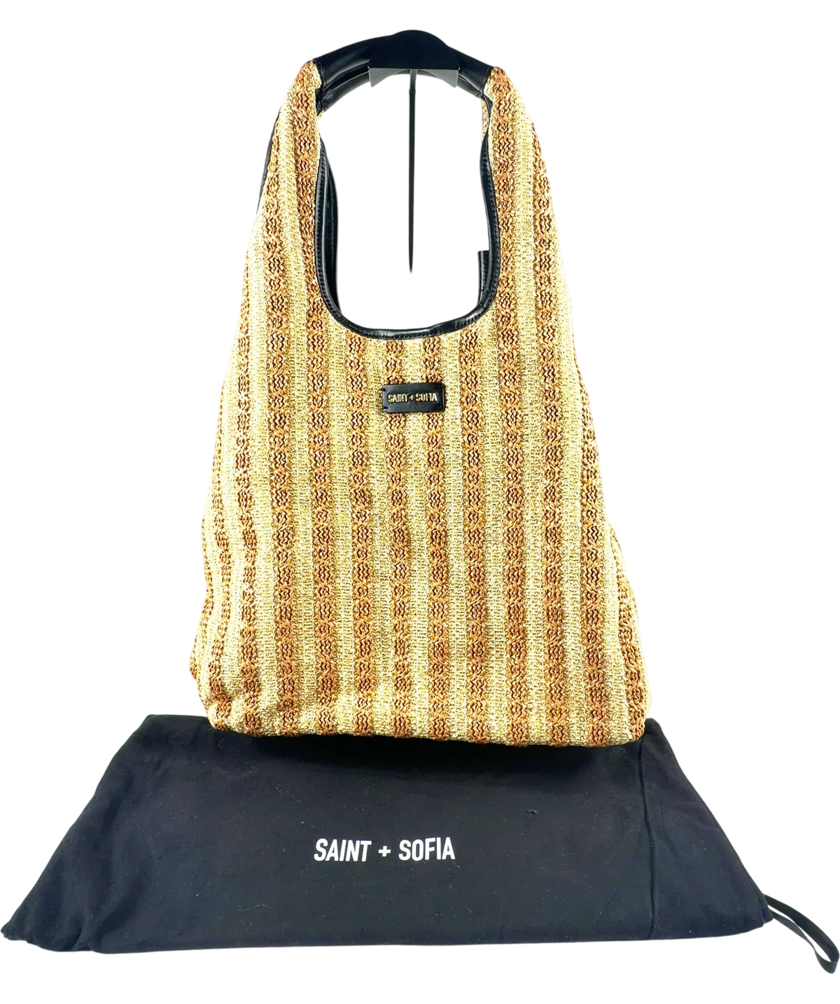 Saint + Sofia Brown Large Stella Raffia Tote Bag — front