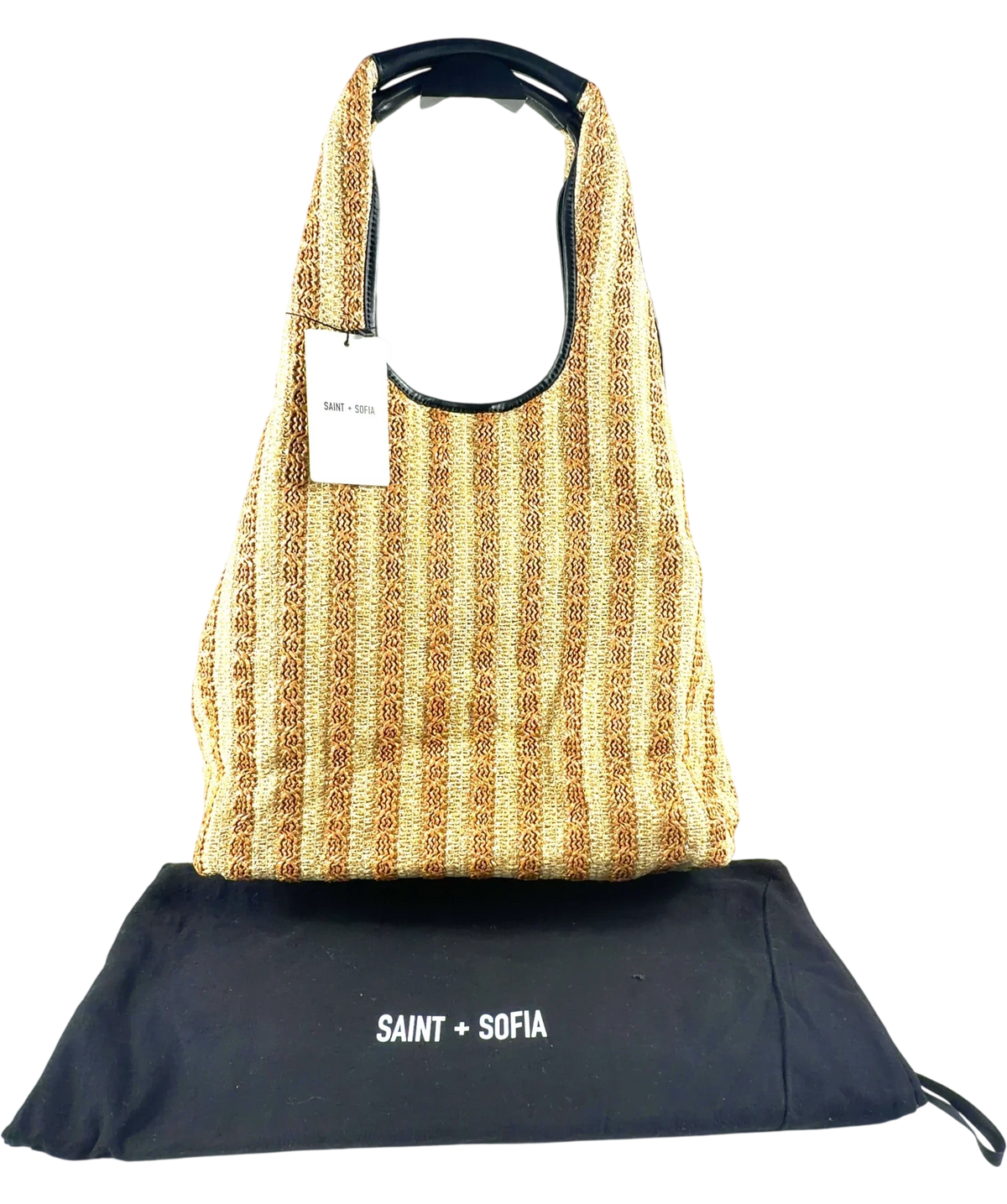 Saint + Sofia Brown Large Stella Raffia Tote Bag — back