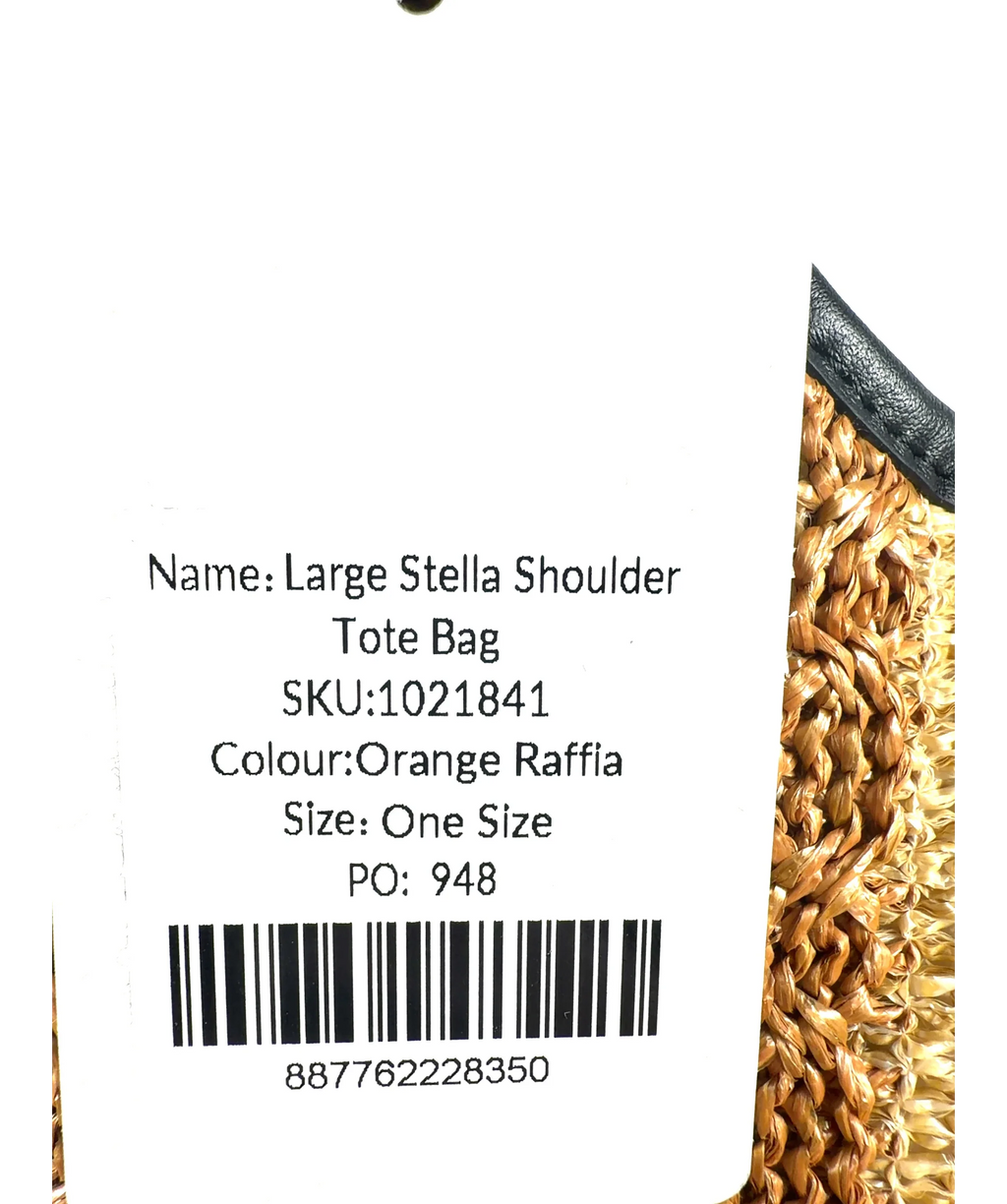 Saint + Sofia Brown Large Stella Raffia Tote Bag — care label