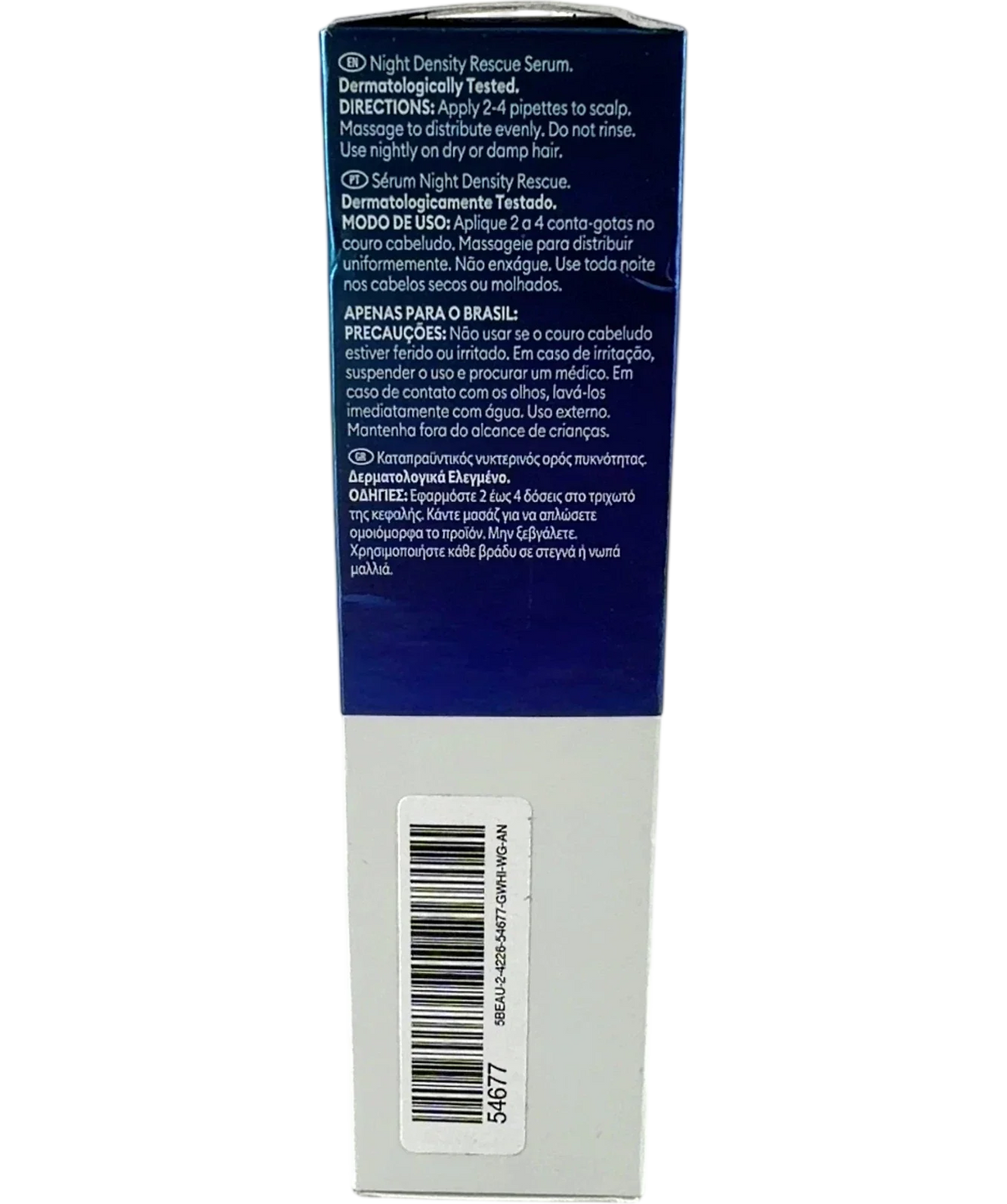 Nioxin Night Density Rescue Serum, size 70ml — back