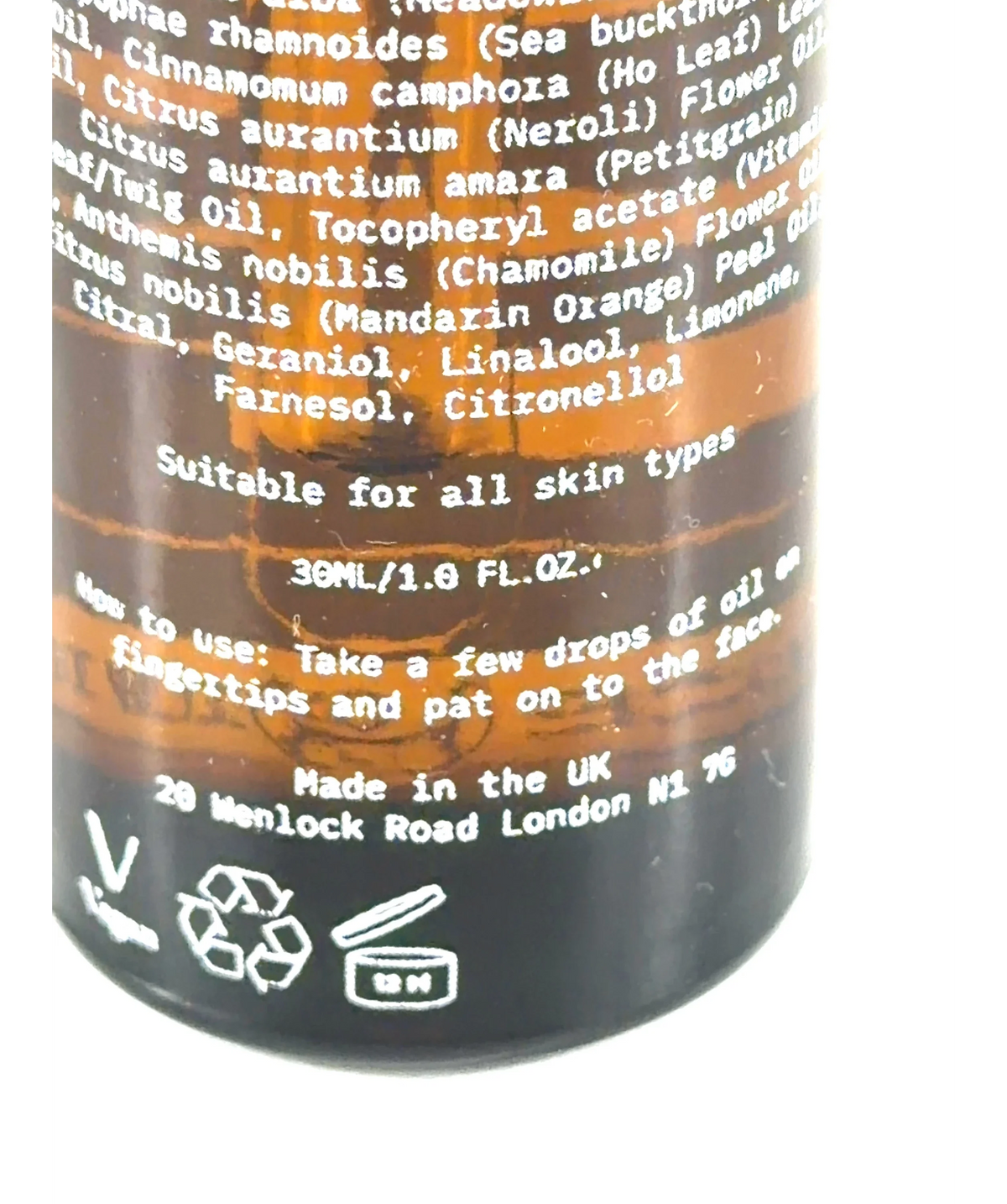 Ilixa Face Oil, size 30ml — care label