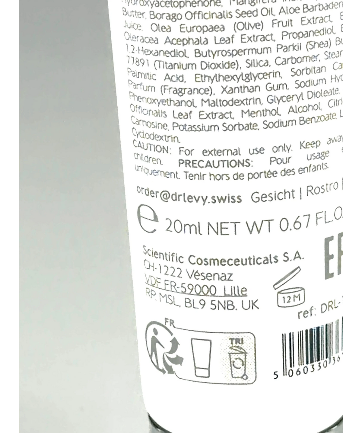 Dr Levy Shade, size 20ml — care label