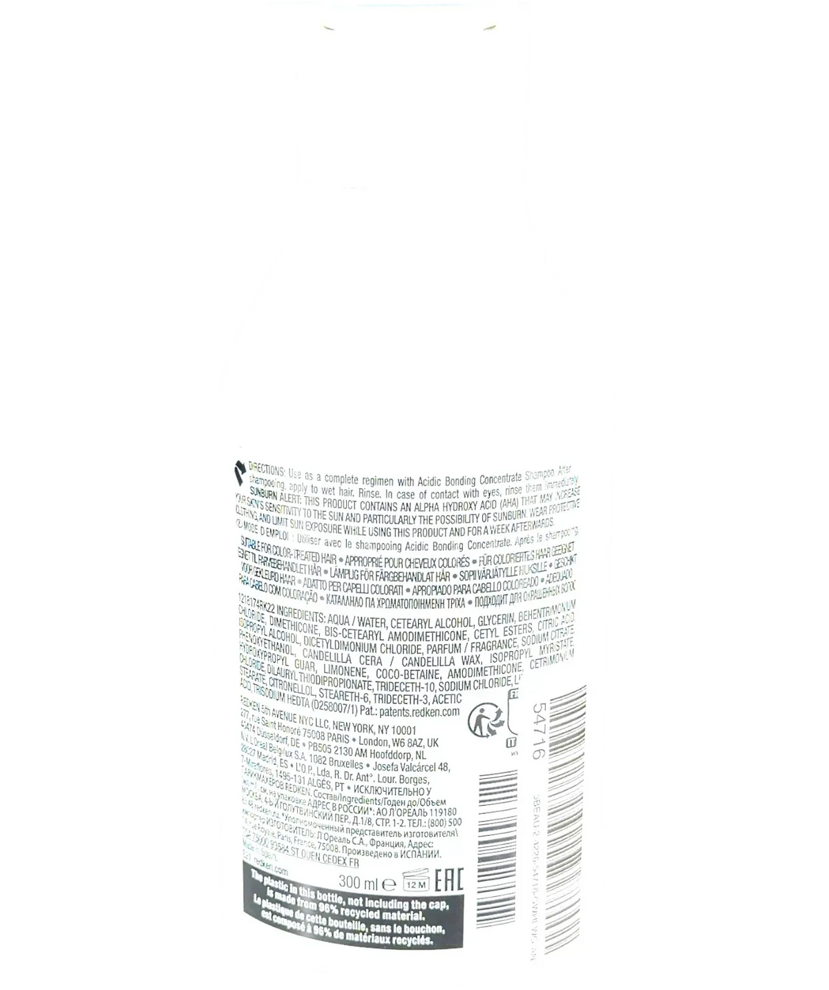 REDKEN Acidic Bonding Concentrate Conditioner, size 300ml — back