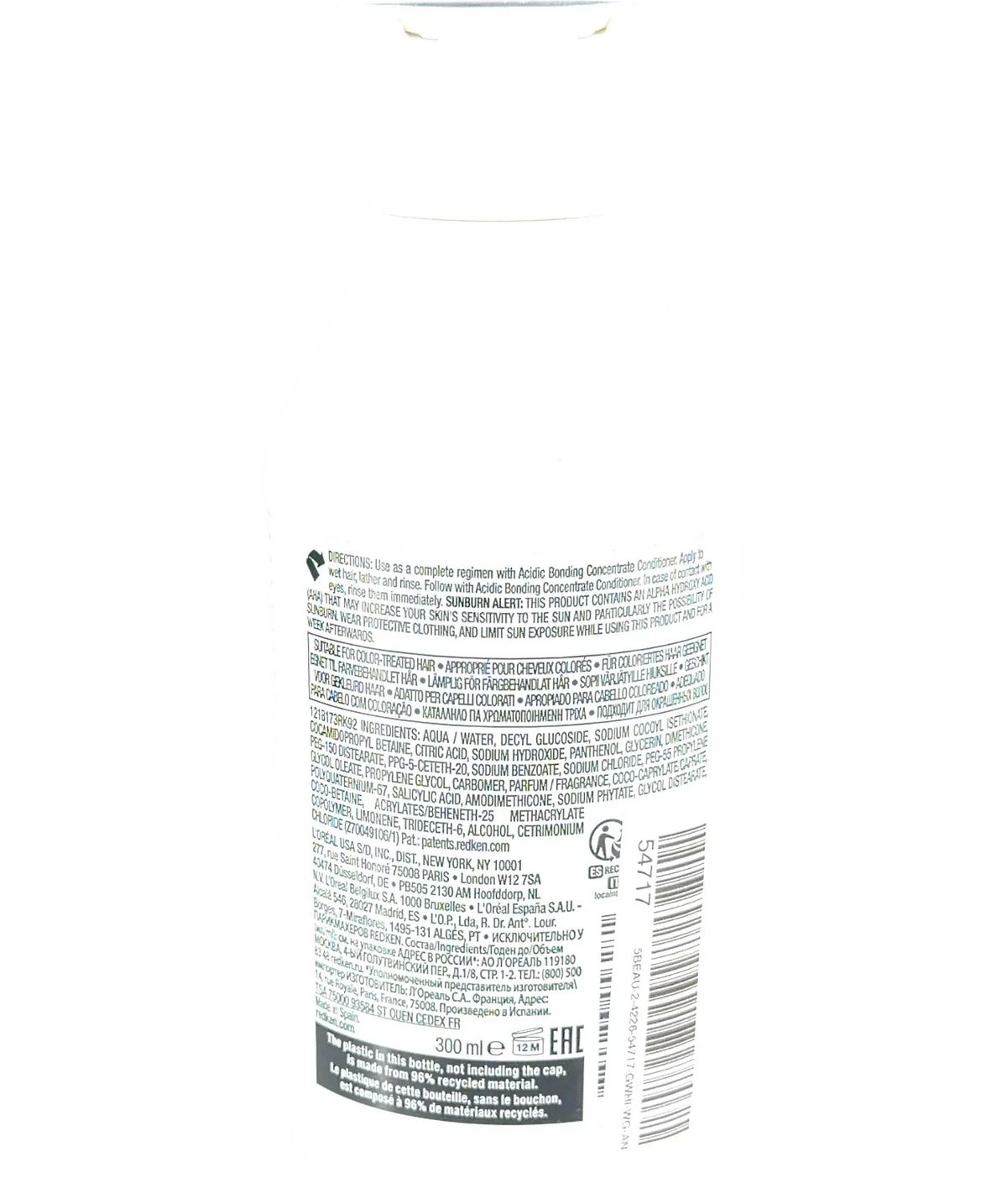 REDKEN acidic bonding concentrate shampoo shampooing, size 300ml — back