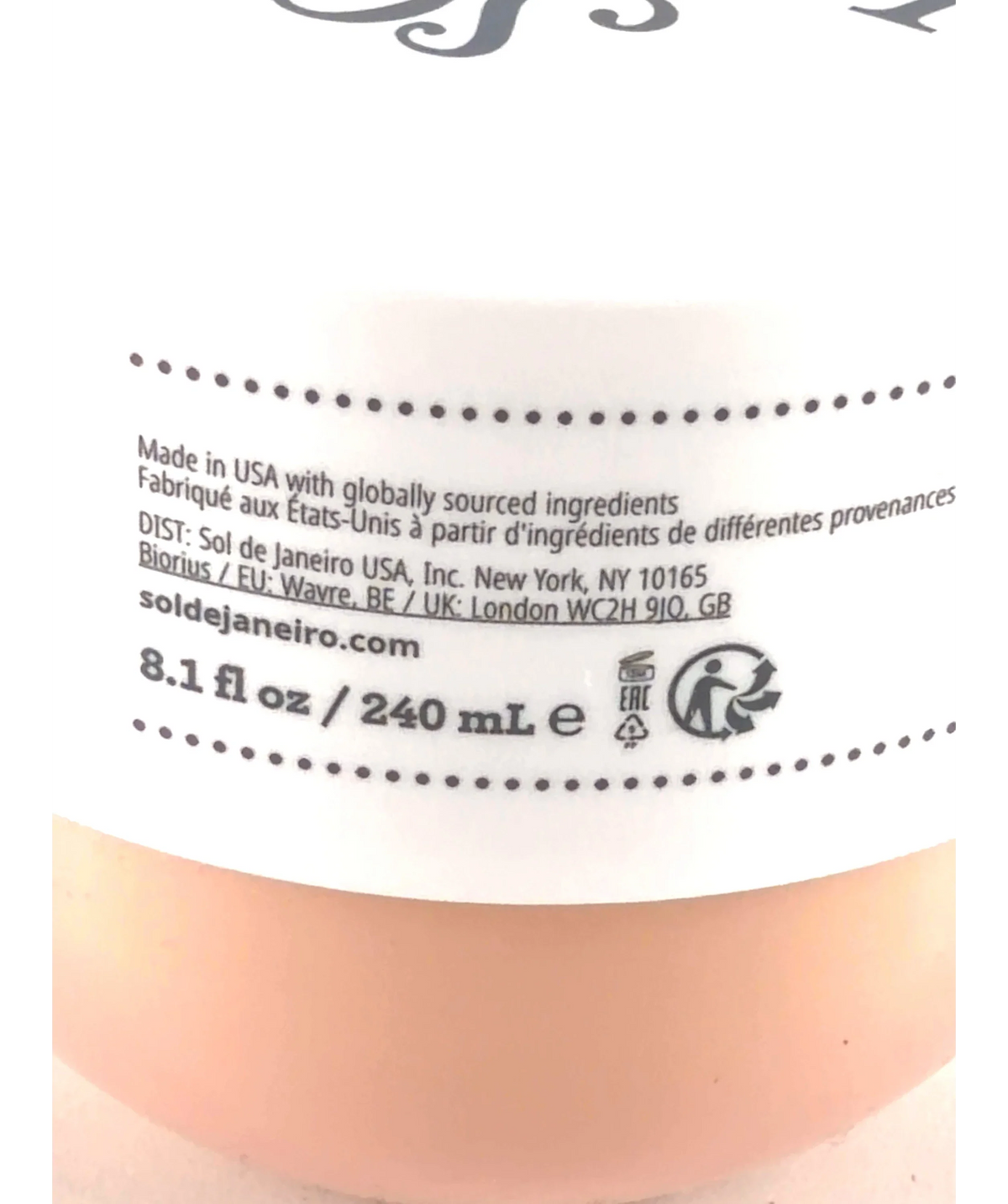 Sol de Janeiro ROSA CHARMOSA DEWY CREAM, size 240ml — care label