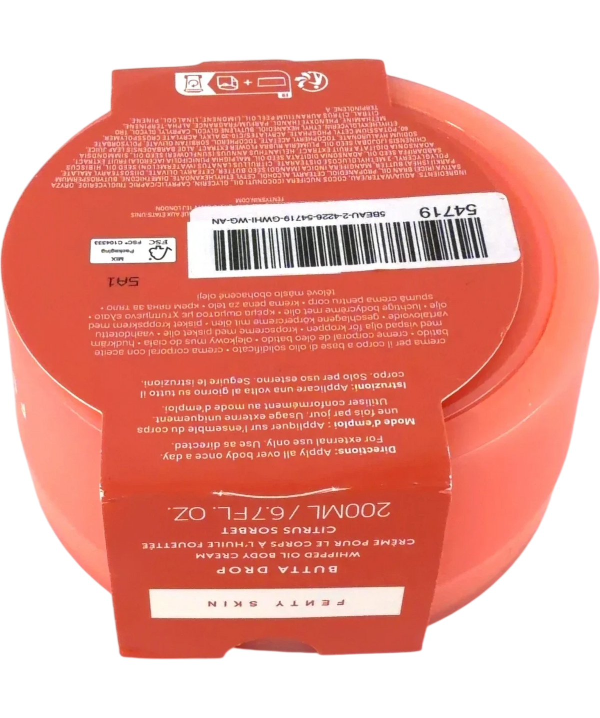 Fenty Butta Drop Whipped Oil Body Cream, size 200ml — back