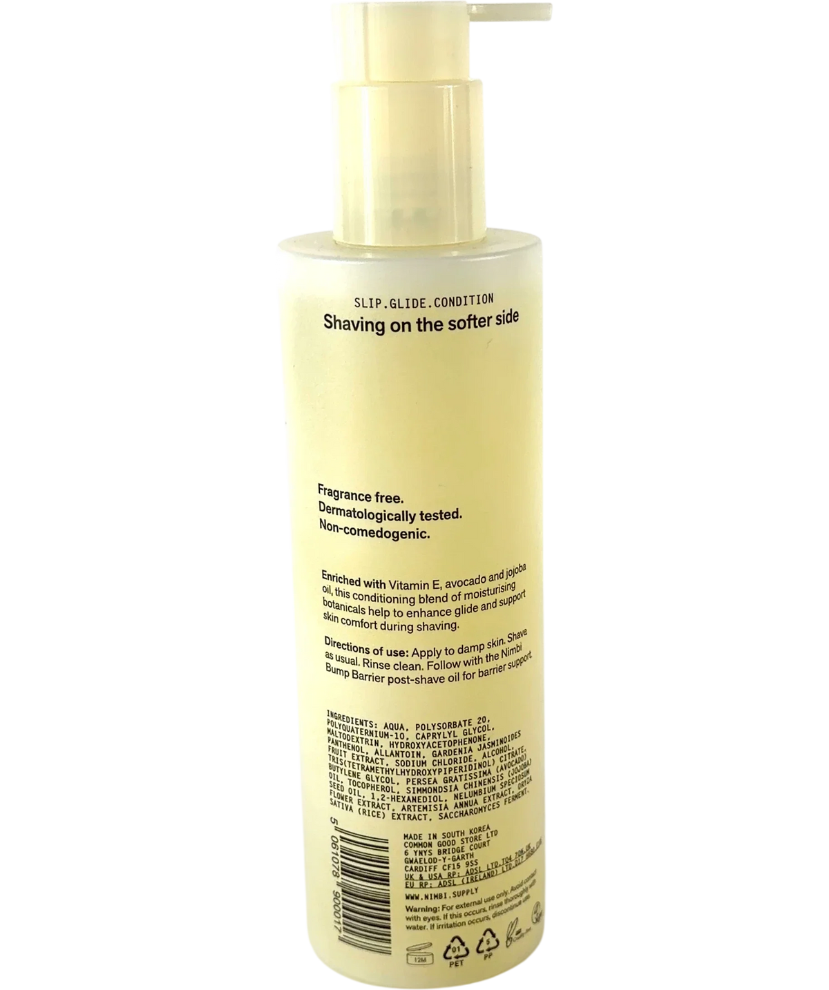 Nimbi Rich Slip shaving oil, size 250ml — back