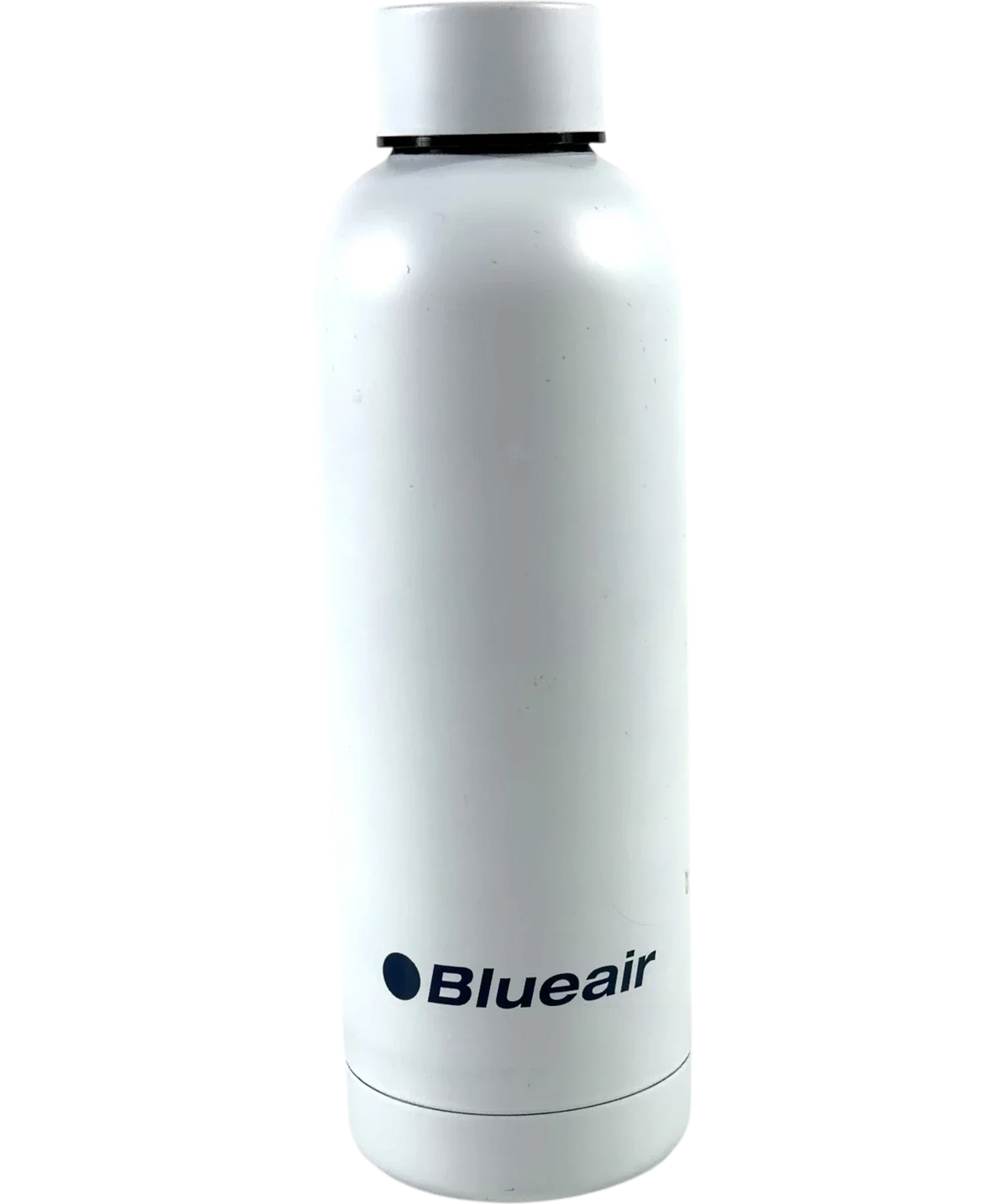 Blueair White promotional stainless steel vacuum water bottle — front