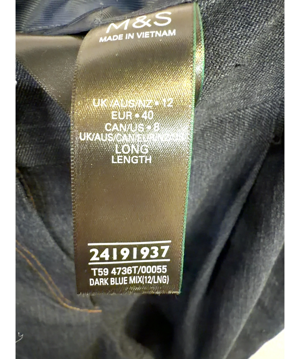 M&S navy Colour, size UK 12 — label