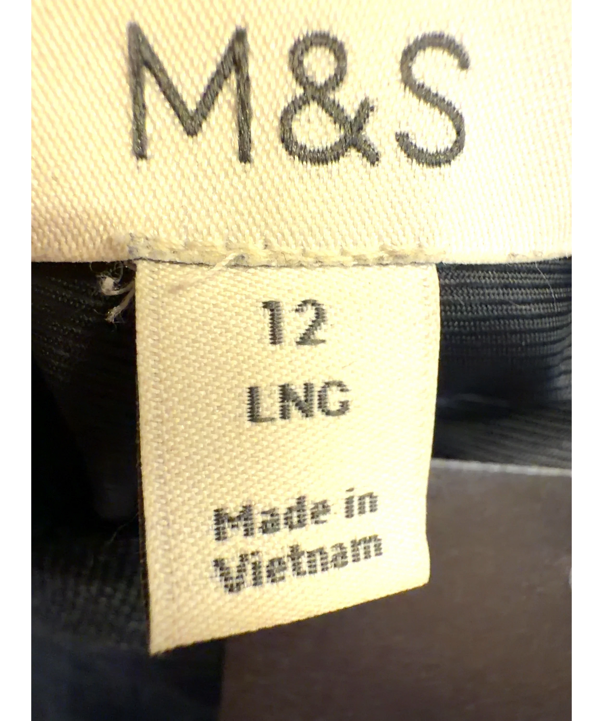 M&S navy Colour, size UK 12 — care label