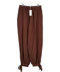 Marks & Spencer Brown Satin Drawstring Wide Leg / Tie Hem Balloon Trousers, size UK 12 — front