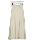KAREN MILLEN ivory Viscose Linen Tailored Full Skirted Midaxi Skirt, size UK 6 — front