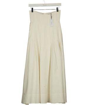 Karen Millen Viscose Linen Tailored Full Skirted Midaxi Skirt White UK 6