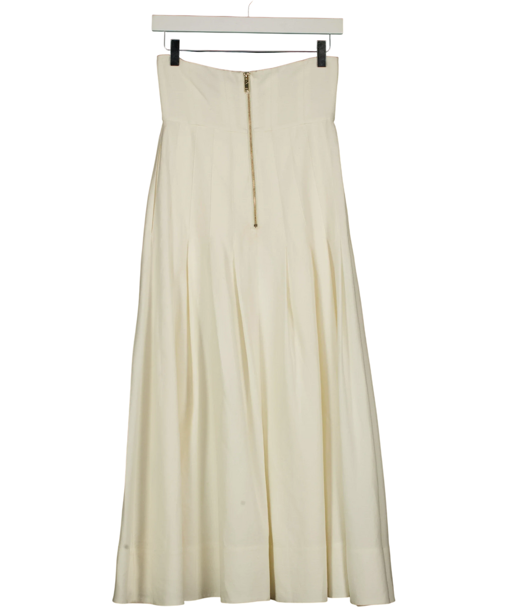KAREN MILLEN ivory Viscose Linen Tailored Full Skirted Midaxi Skirt, size UK 6 — back