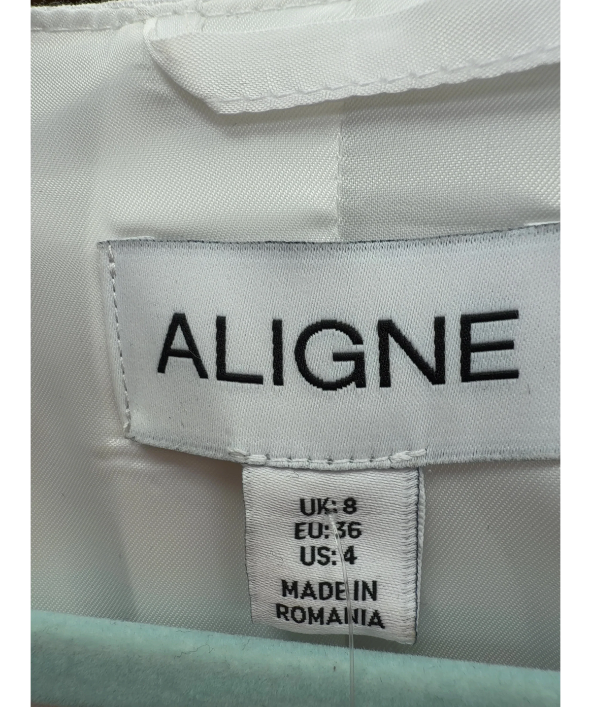 Aligne White Daphne Scoop Neck Linen Blazer, size UK 8 — detail