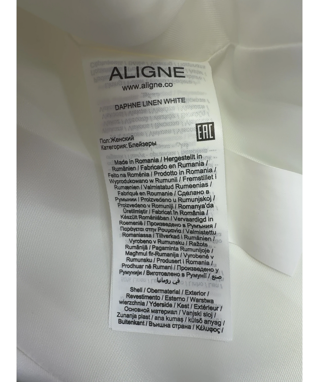 Aligne White Daphne Scoop Neck Linen Blazer, size UK 8 — label