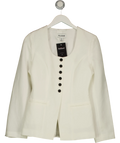 Aligne White Daphne Scoop Neck Linen Blazer, size UK 8 — front