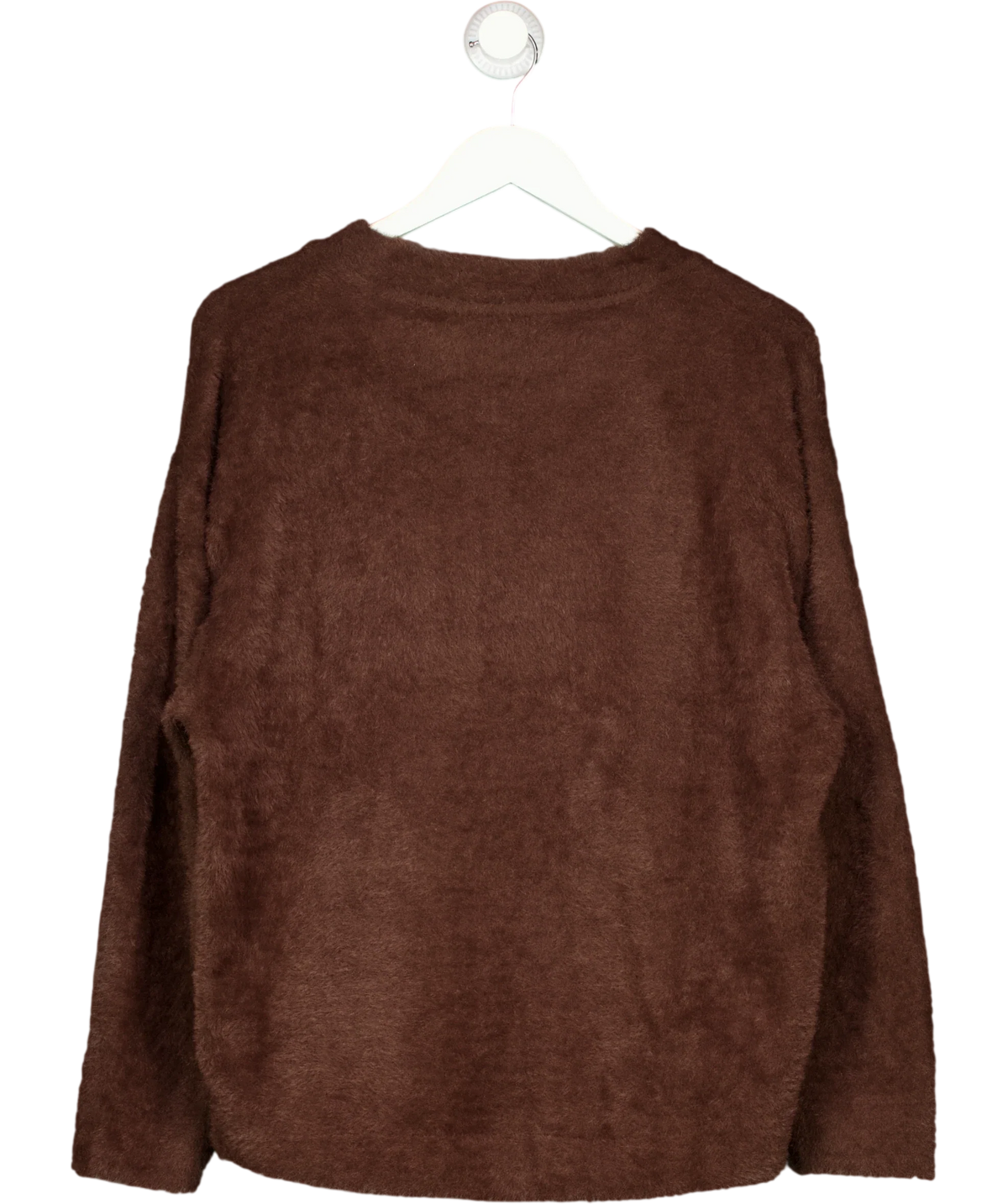 M&S Brown fuzzy textured knit crew neck sweater, size UK M — back
