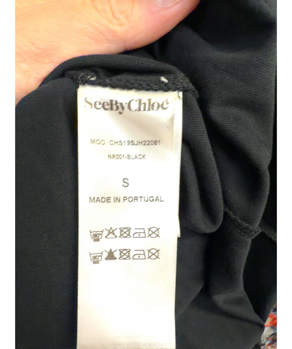 See by Chloé Black poplin blouse, size UK S — care label