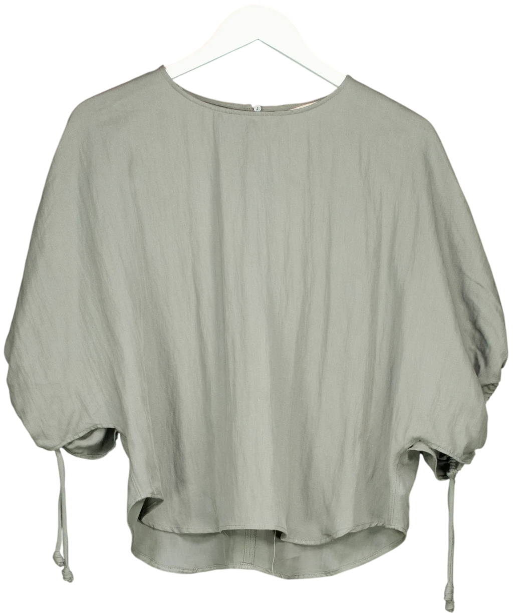ZARA Blue Blusa maniche a sbuffo, size UK XL — front