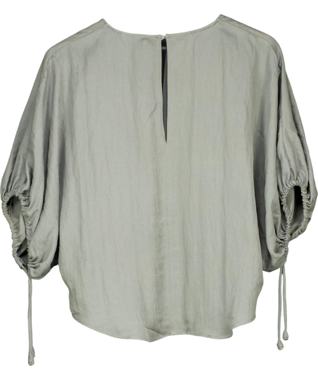 ZARA Blue Blusa maniche a sbuffo, size UK XL — back