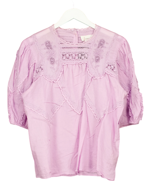 Anthropologie Purple Embroidered Lace Blouse UK L