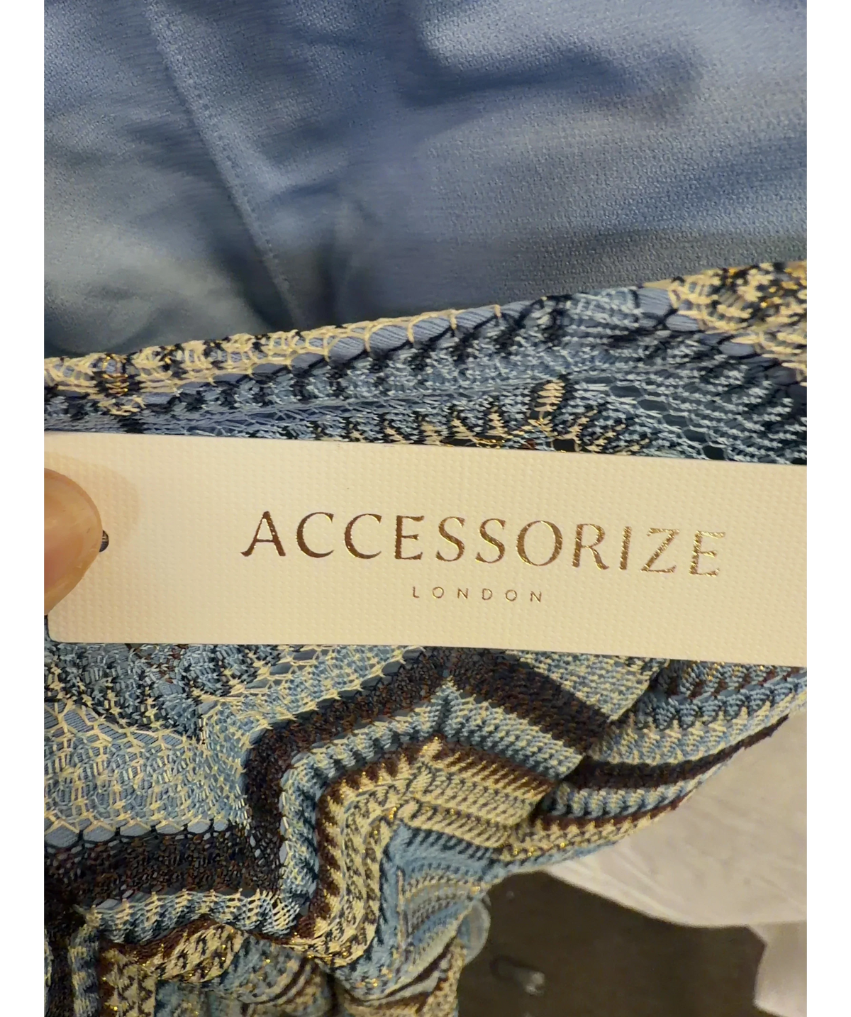 Accessorize Blue Crochet One Shoulder Swimsuit, size UK 12 — detail