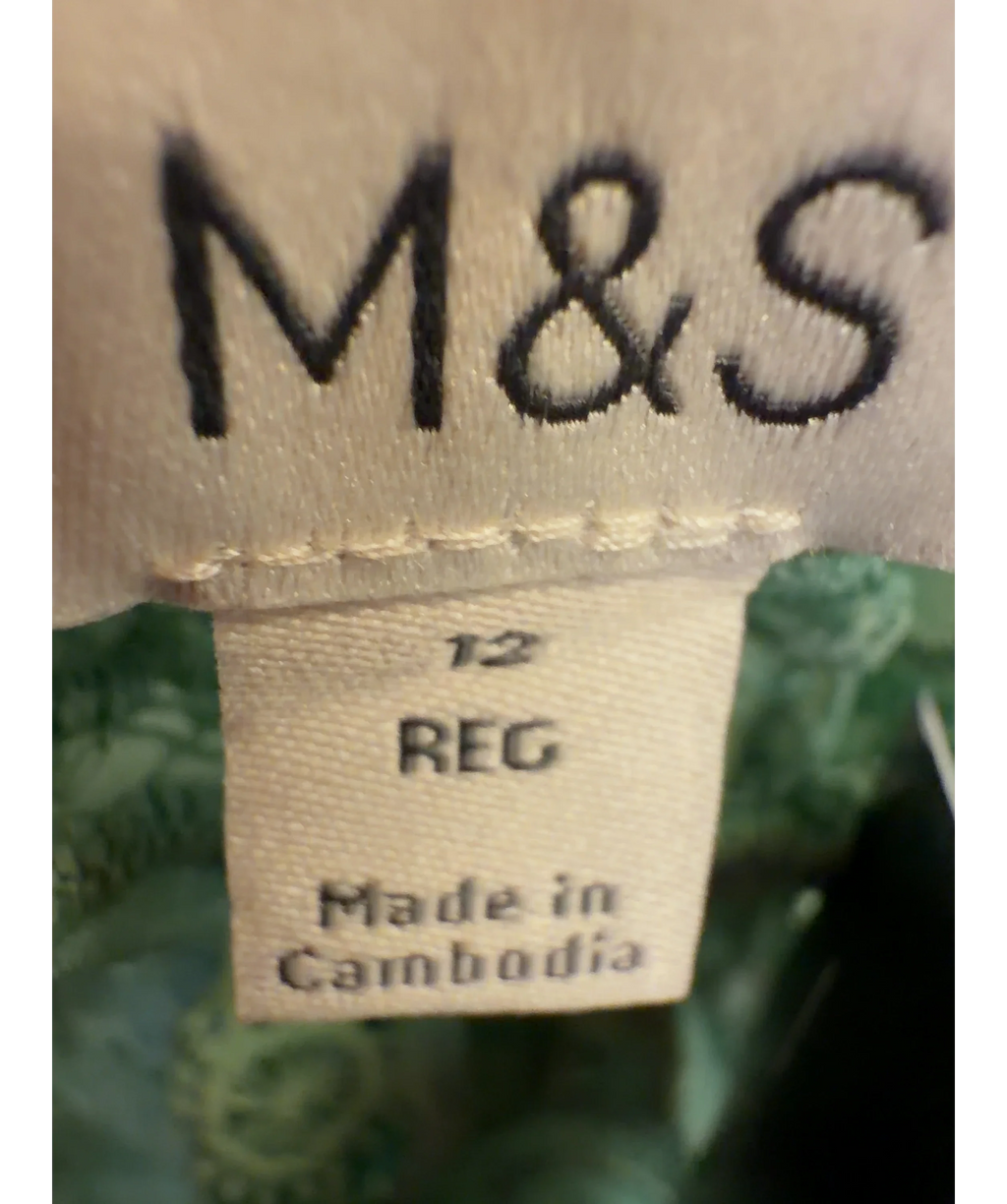 M&S Green Colour, size UK 12 — care label